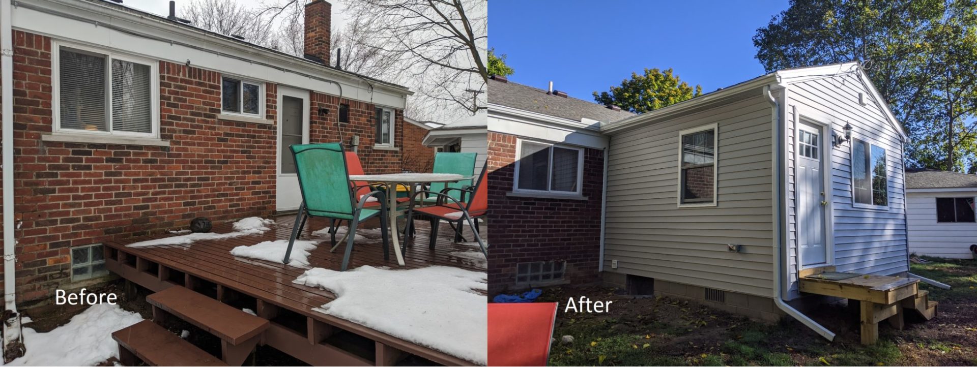 Before and after of a home addition in Farmington