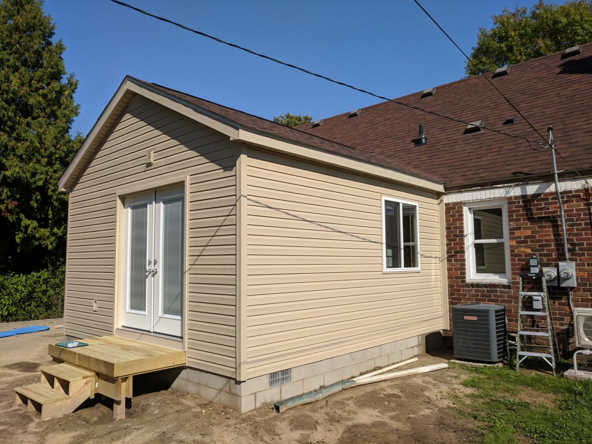 A completed new room addition in Detroit