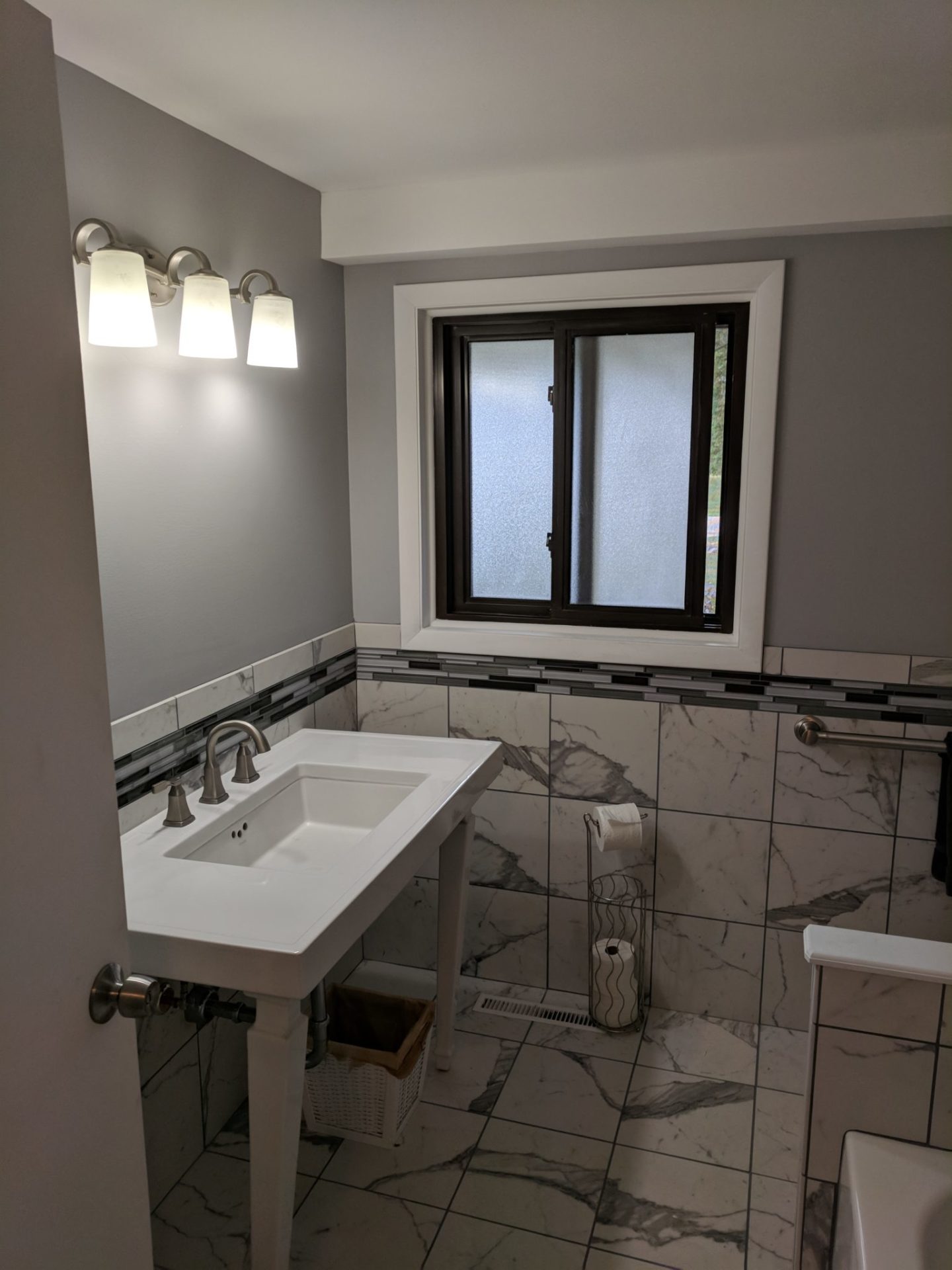 New bathroom remodel with tile shower